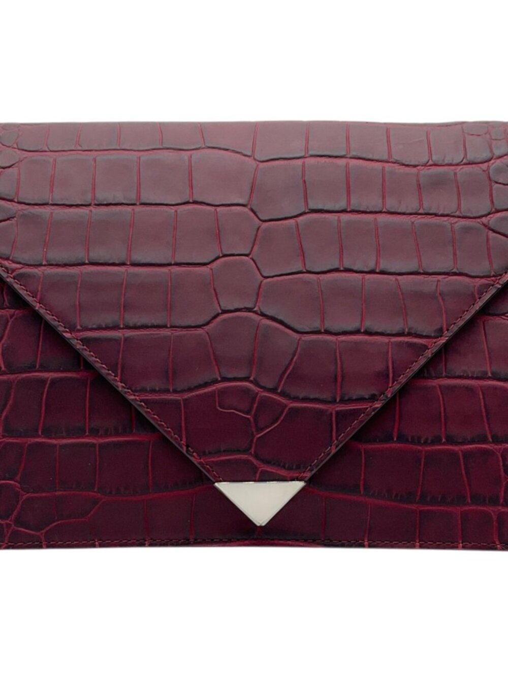 Alexander Wang Burgundy Croc Embossed Leather Prisma Envelope Clutch
